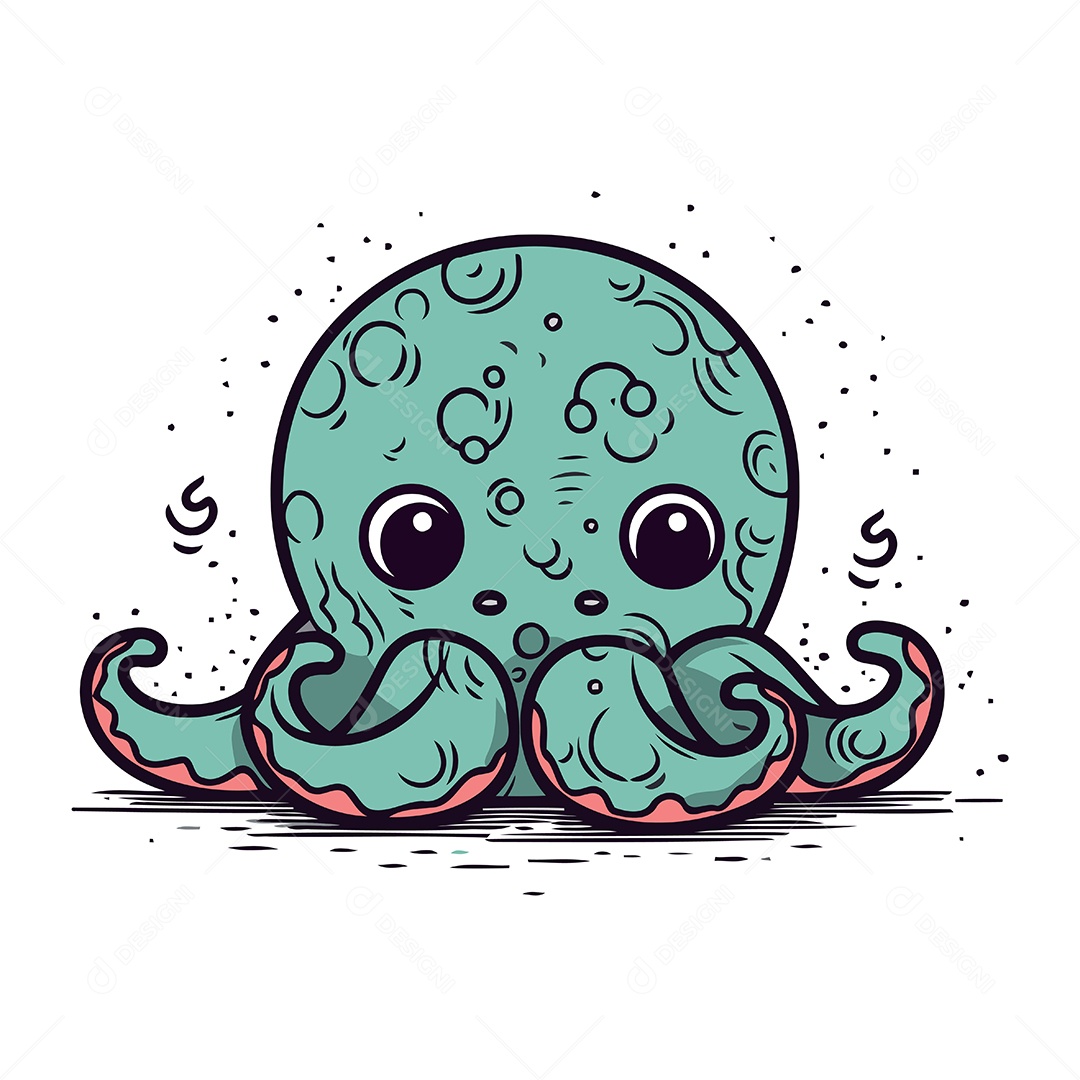 Polvo Fofo de Desenho Animado Ilustração Vetor EPS