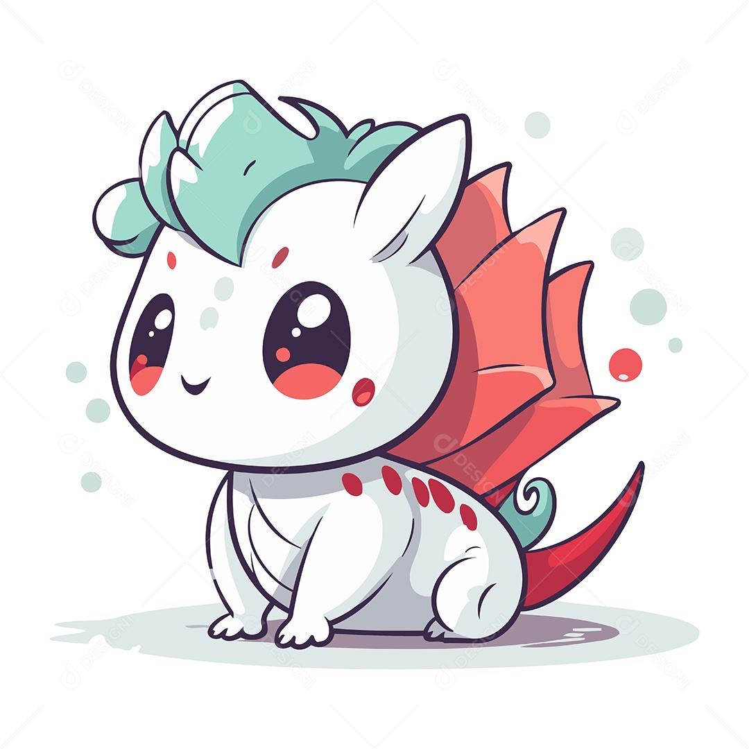 Dragão Fofo de Desenho Animado Ilustração Vetor EPS