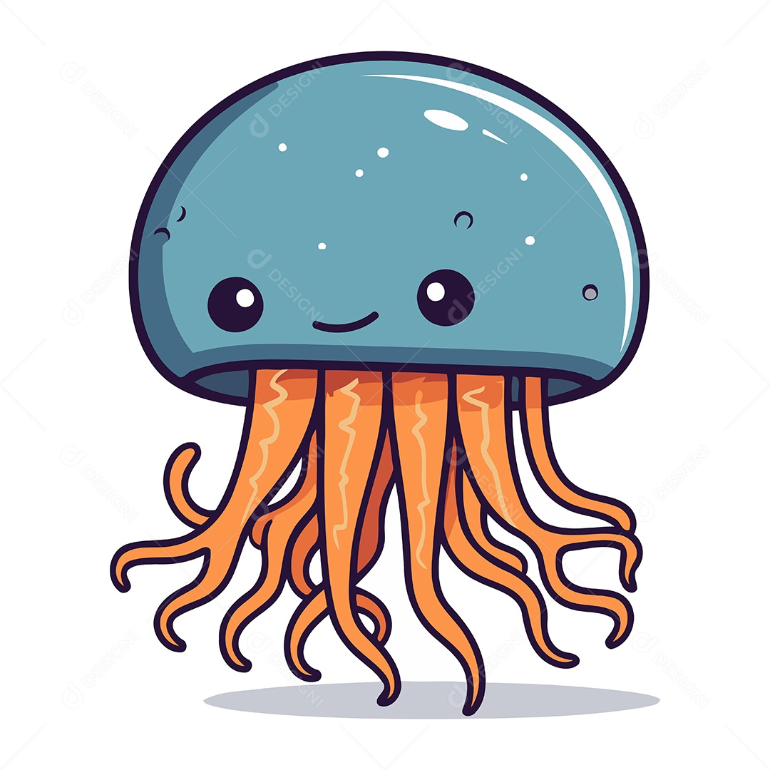 Água Viva de Desenho Animado Ilustração Vetor EPS