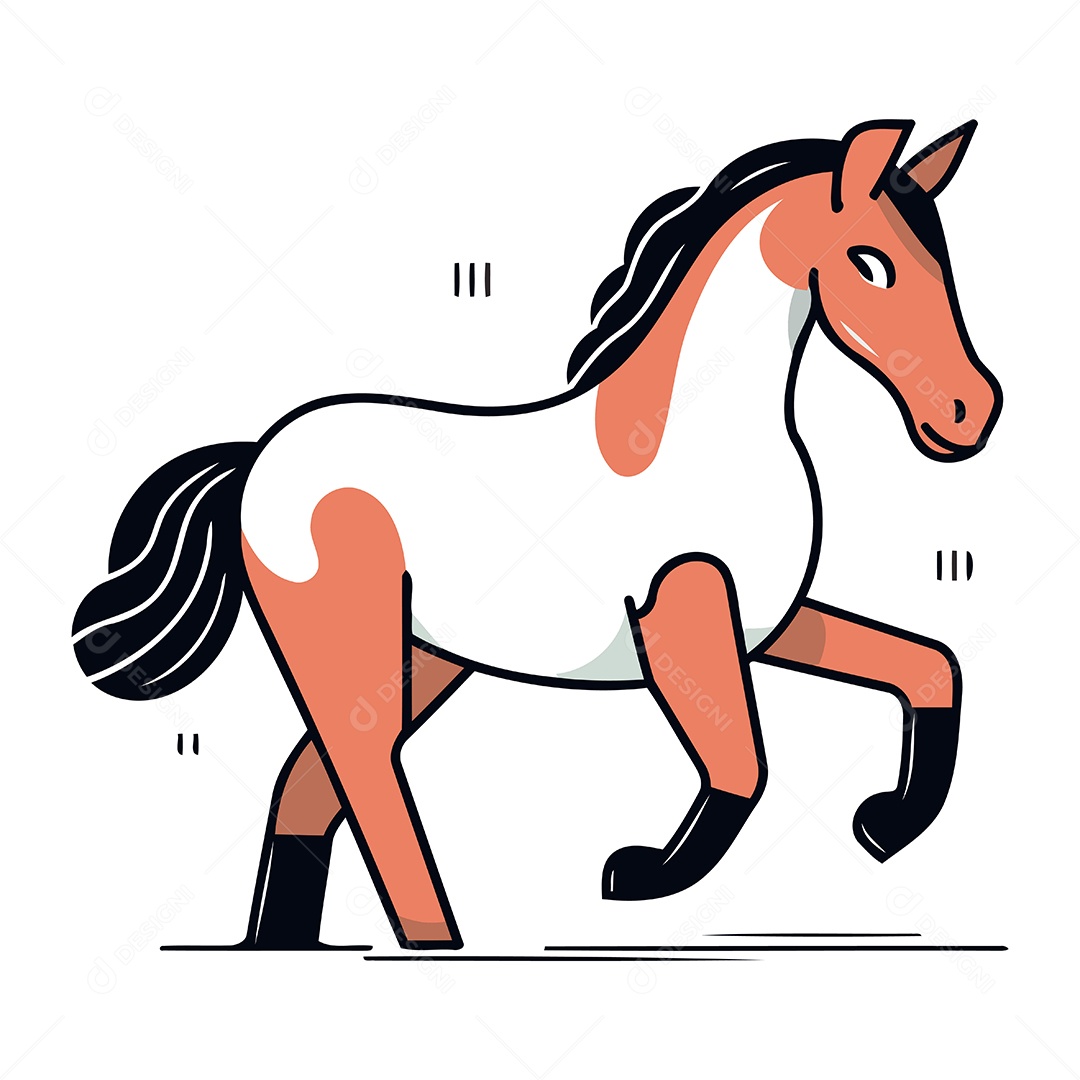 Cavalo de Desenho Animado Ilustração Vetor EPS