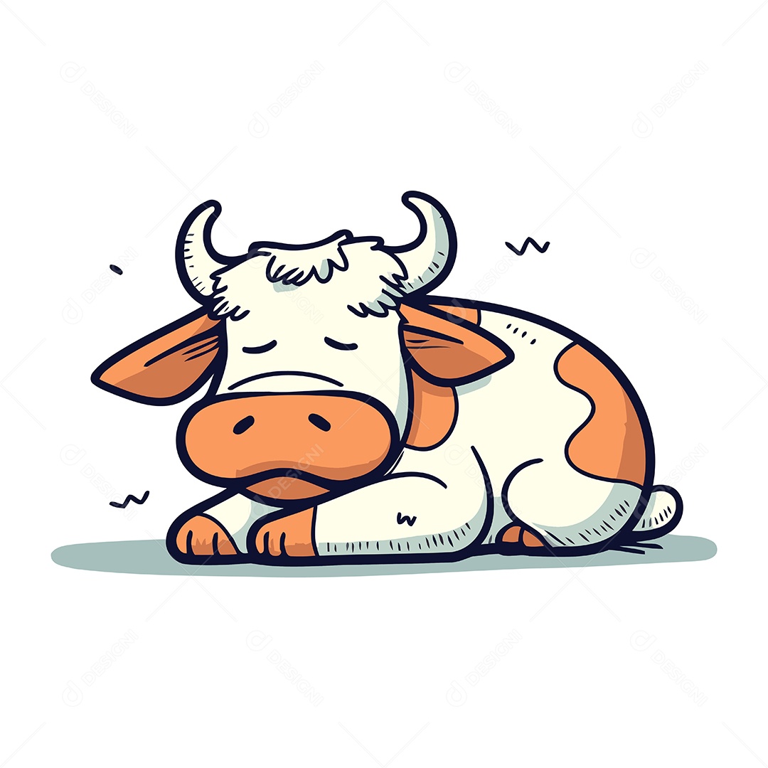 Vaca Fofa de Desenho Animado Ilustração Vetor EPS