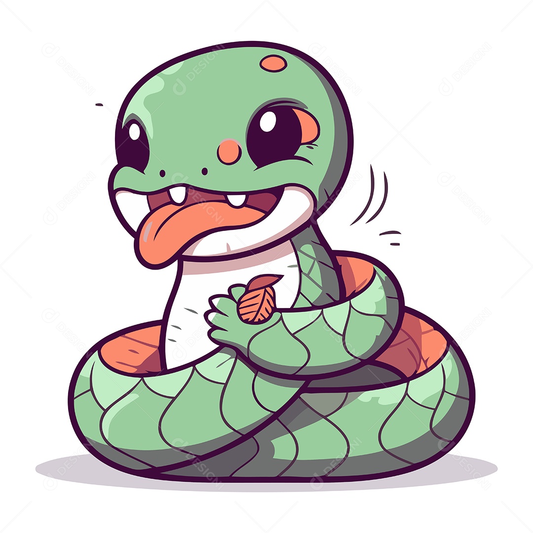 Cobra Fofa de Desenho Animado Ilustração Vetor EPS