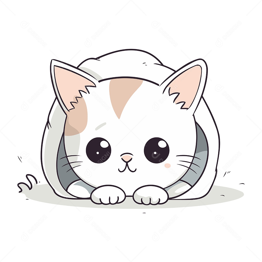 Gato Fofo de Desenho Animado Ilustração Vetor EPS
