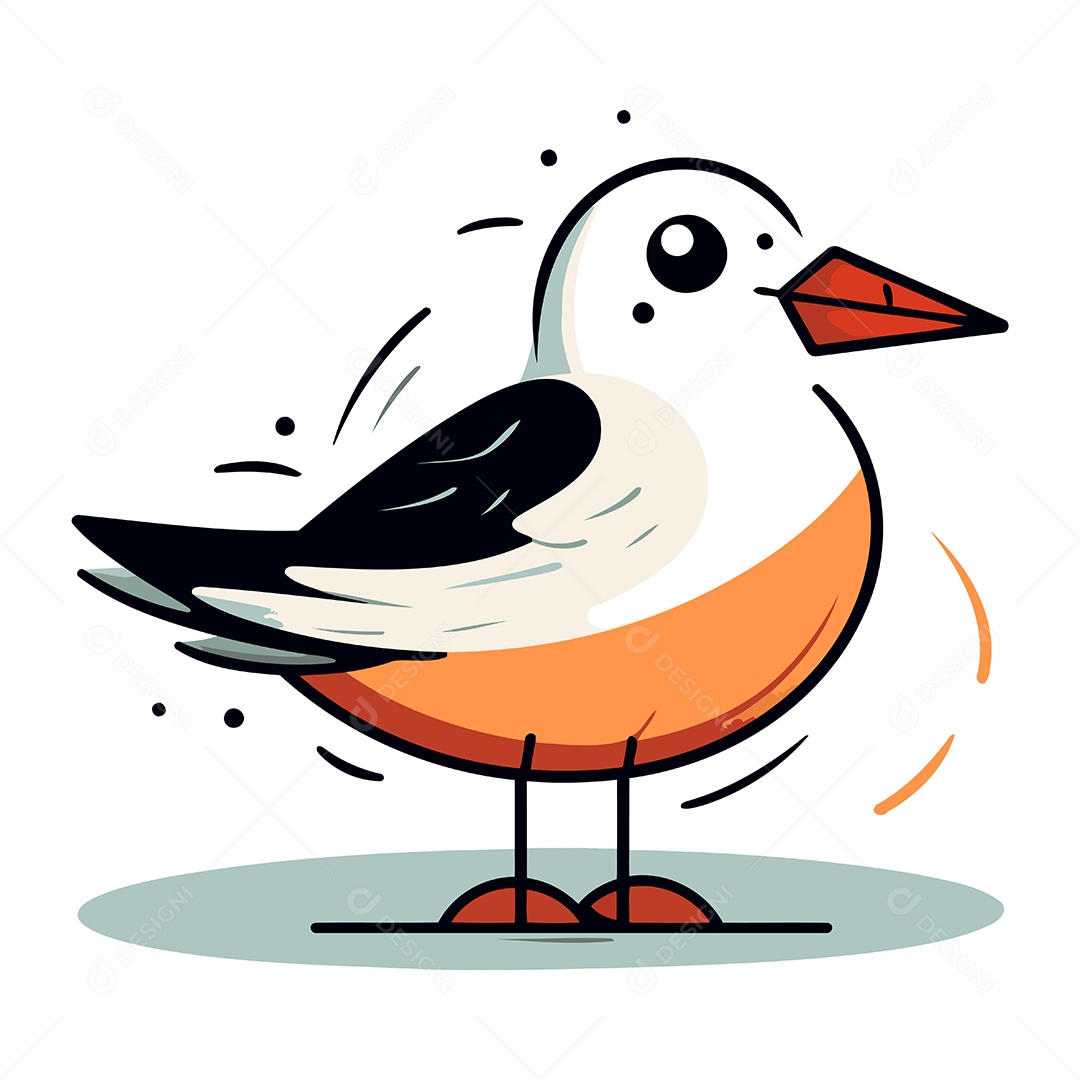 Gaivota de Desenho Animado Ilustração Vetor EPS