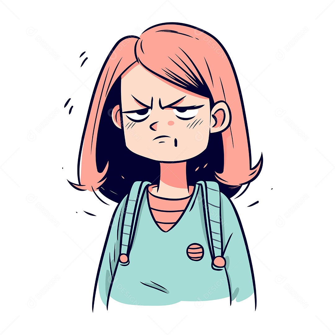 Menina Zangada de Desenho Animado Ilustração Vetor EPS