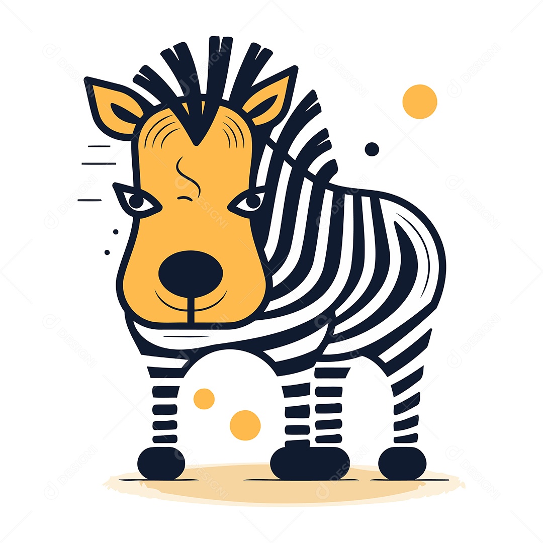 Zebra de Desenho Animado Ilustração Vetor EPS