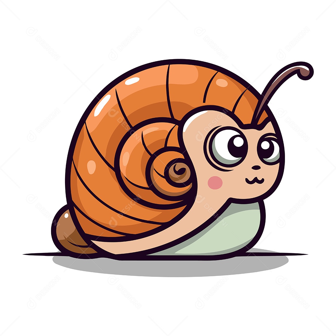 Caracol Fofo de Desenho Animado Ilustração Vetor EPS