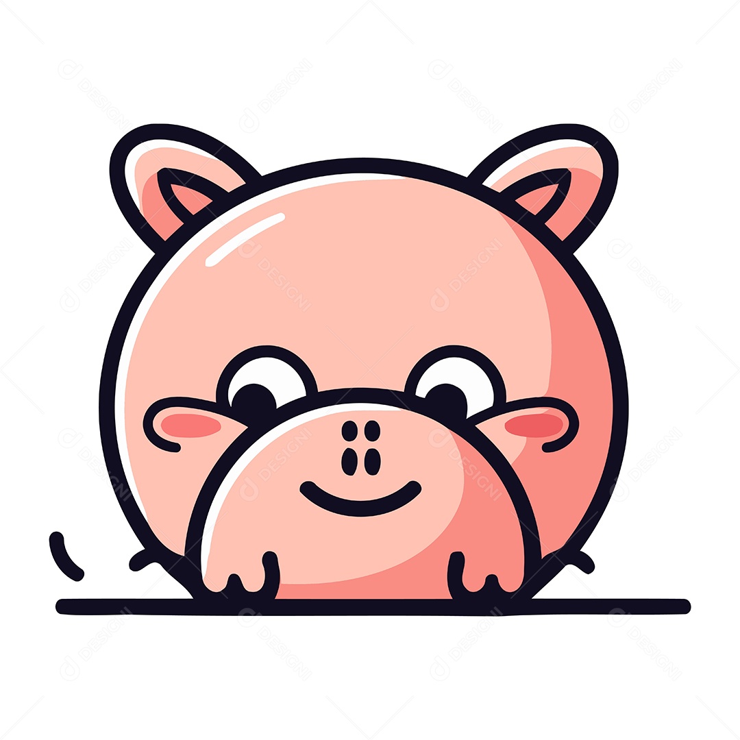 Hipopótamo Fofo de Desenho Animado Ilustração Vetor EPS