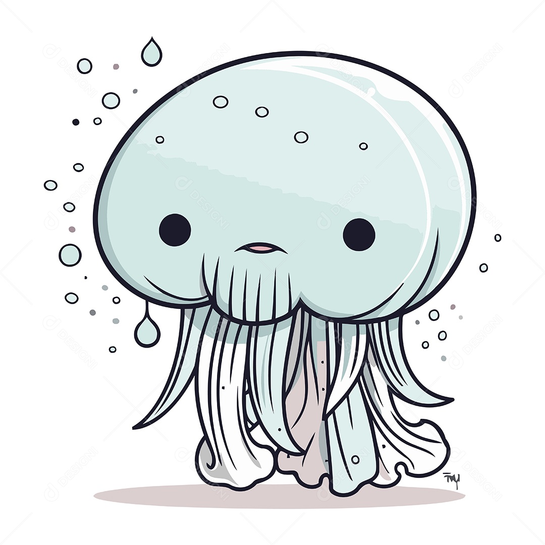 Água Viva de Desenho Animado Ilustração Vetor EPS