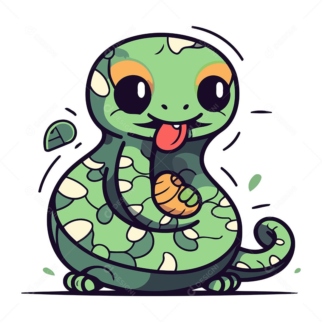 Cobra Fofa de Desenho Animado Ilustração Vetor EPS