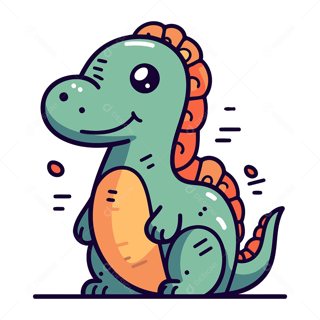 Dinossauro Fofo de Desenho Animado Ilustração Vetor EPS