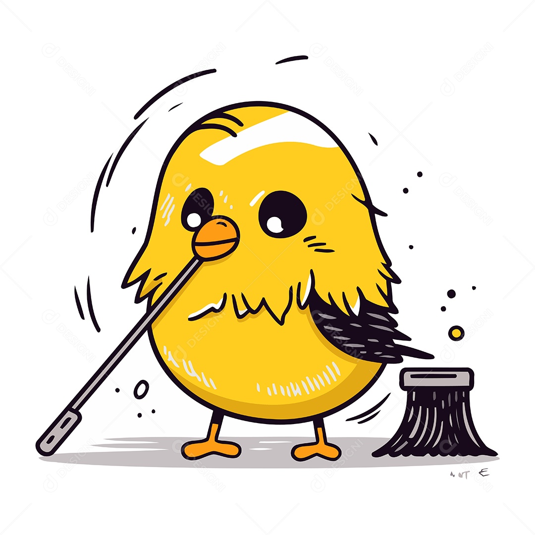 Pintinho Fofo de Desenho Animado Ilustração Vetor EPS