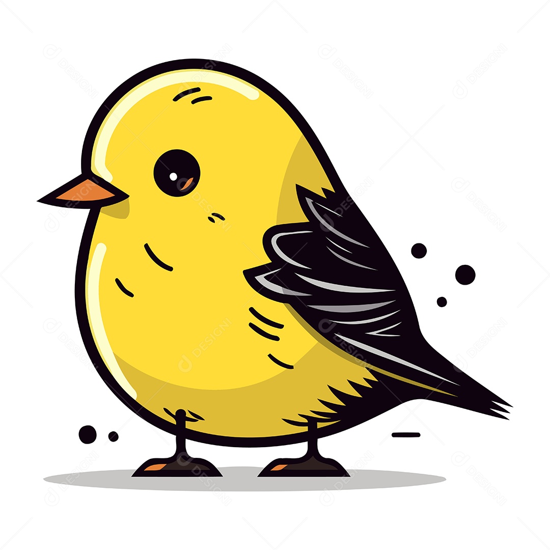 Pintinho Amarelo de Desenho Animado Ilustração Vetor EPS