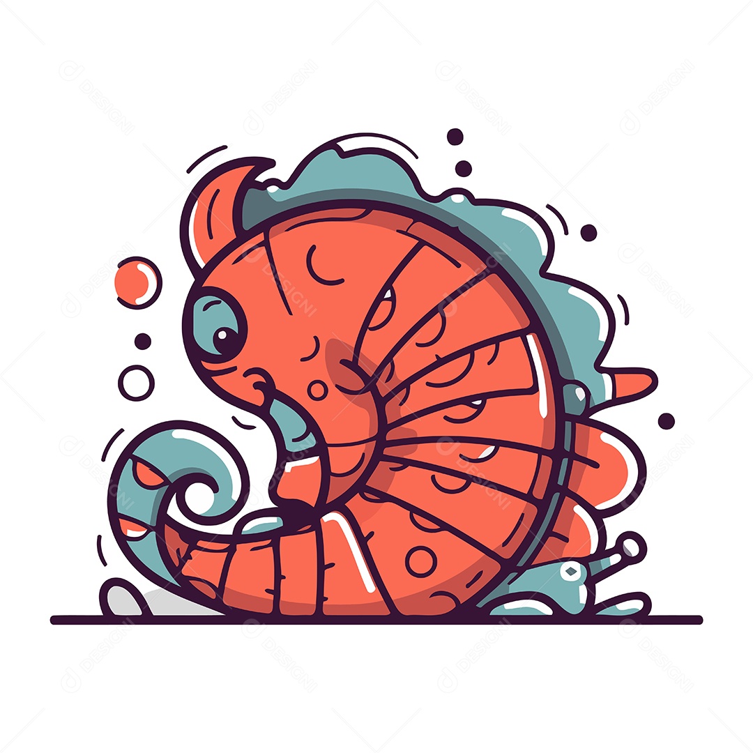 Camarão Engraçado de Desenho Animado Ilustração Vetor EPS