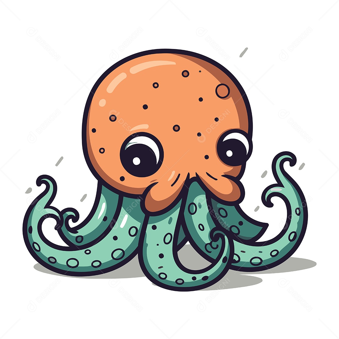 Polvo Fofo de Desenho Animado Ilustração Vetor EPS