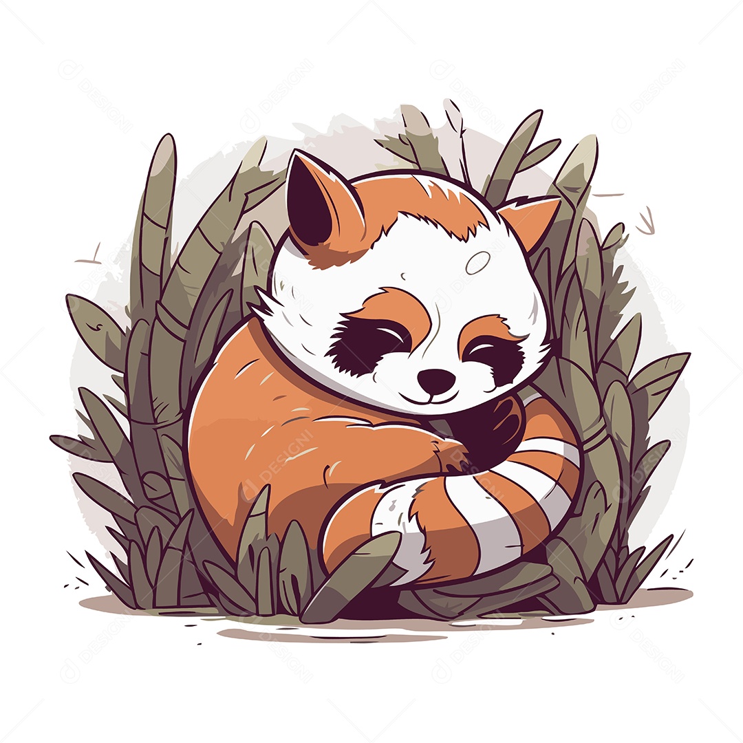 Panda Vermelho Fofo de Desenho Animado Ilustração Vetor EPS