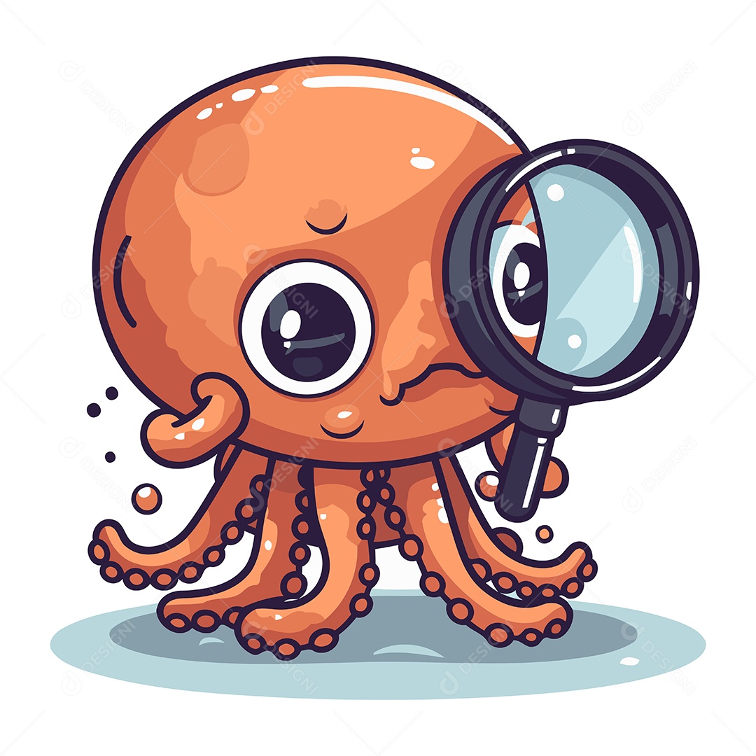 Polvo de Desenho Animado com Lupa Ilustração Vetor EPS