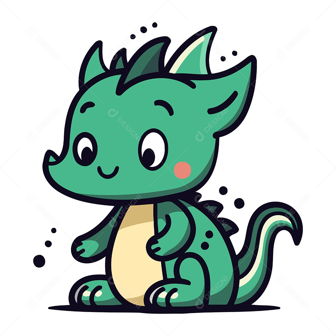 Dragão Fofo de Desenho Animado Ilustração Vetor EPS