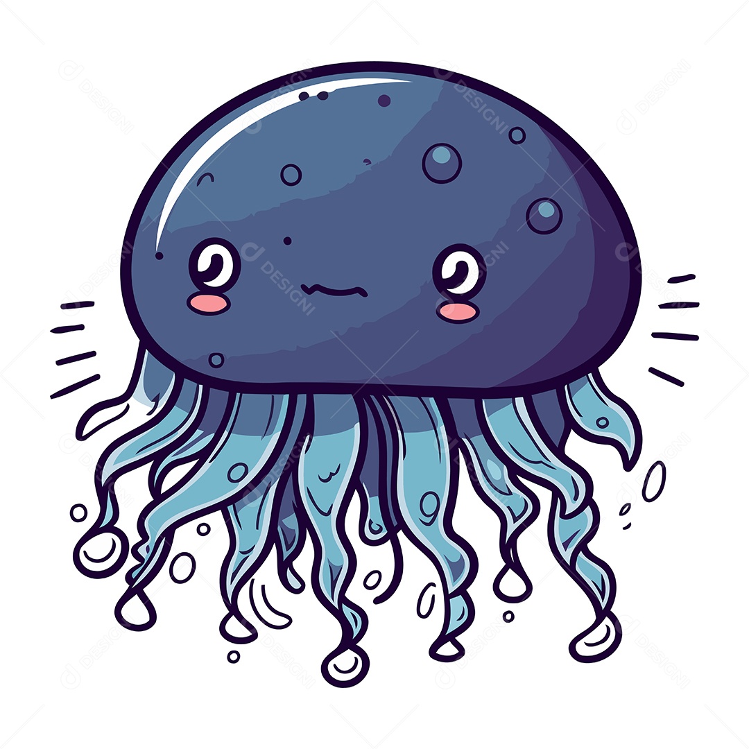 Água Viva de Desenho Animado Ilustração Vetor EPS