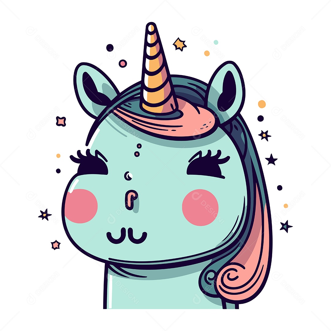 Unicórnio Fofo de Desenho Animado Ilustração Vetor EPS