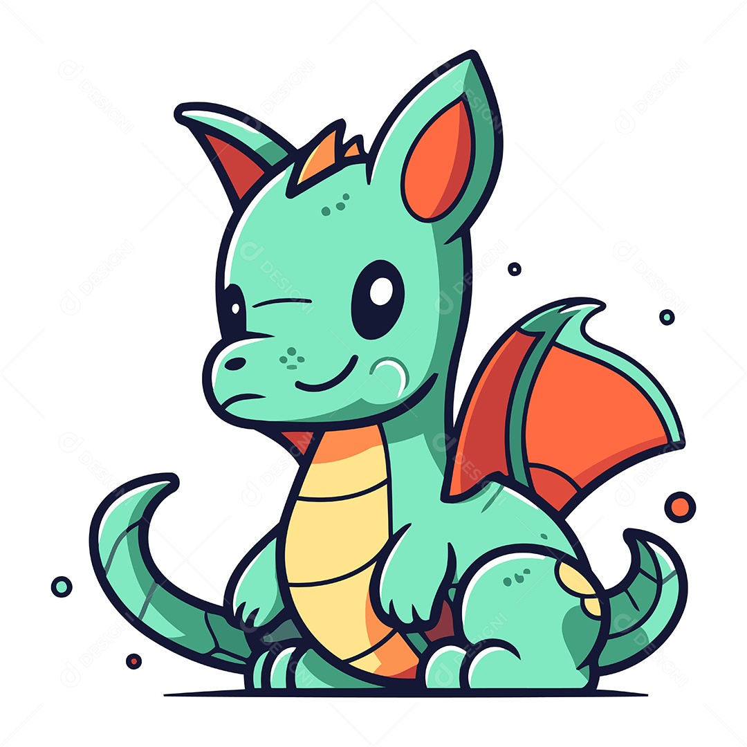 Dragão de Desenho Animado Ilustração Vetor EPS