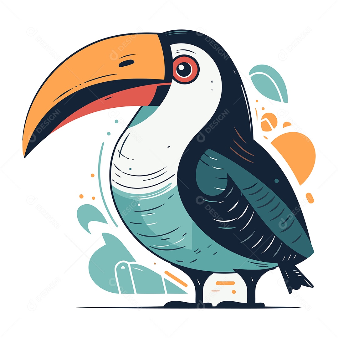 Tucano de Desenho Animado Ilustração Vetor EPS
