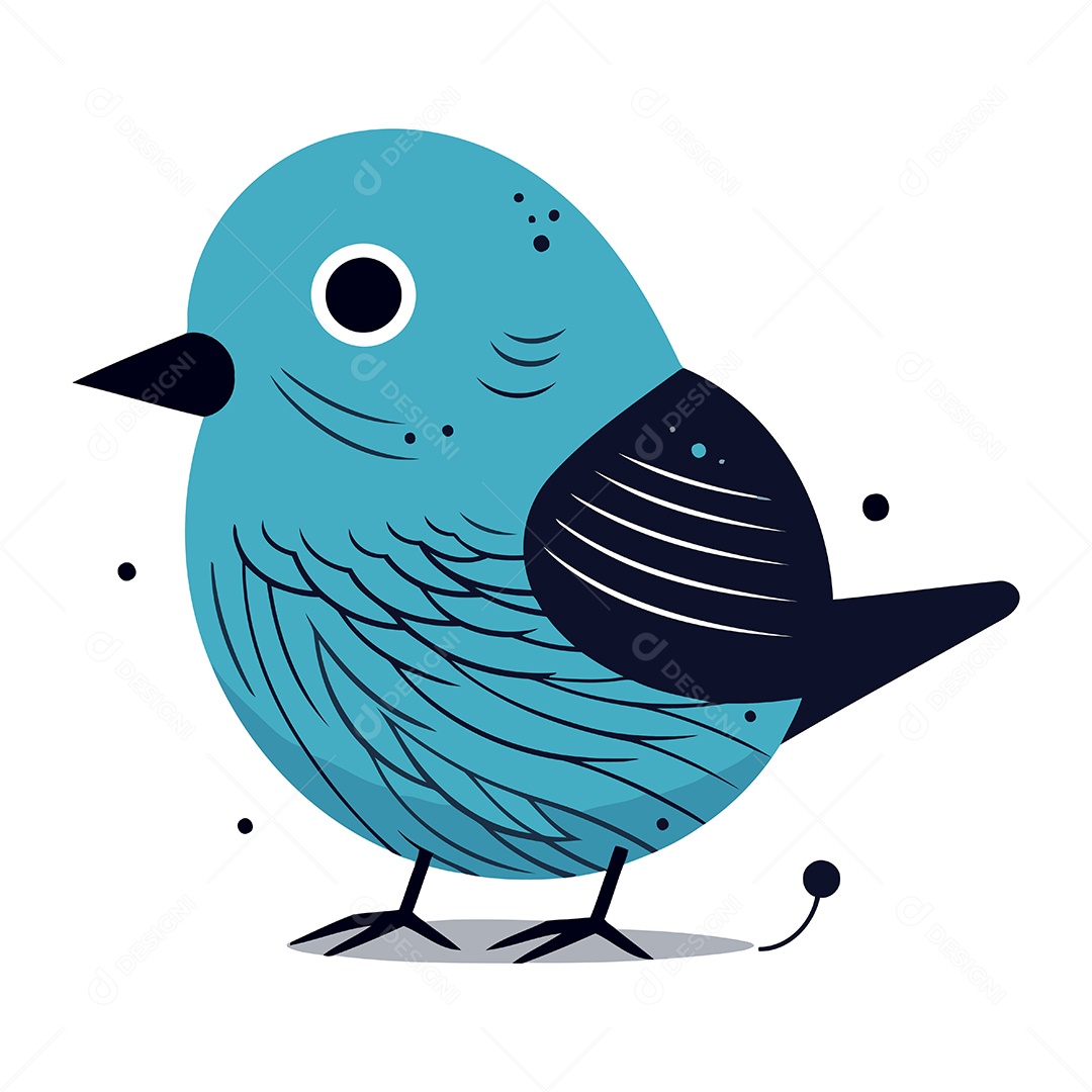 Pássaro Azul Fofo de Desenho Animado Ilustração Vetor EPS