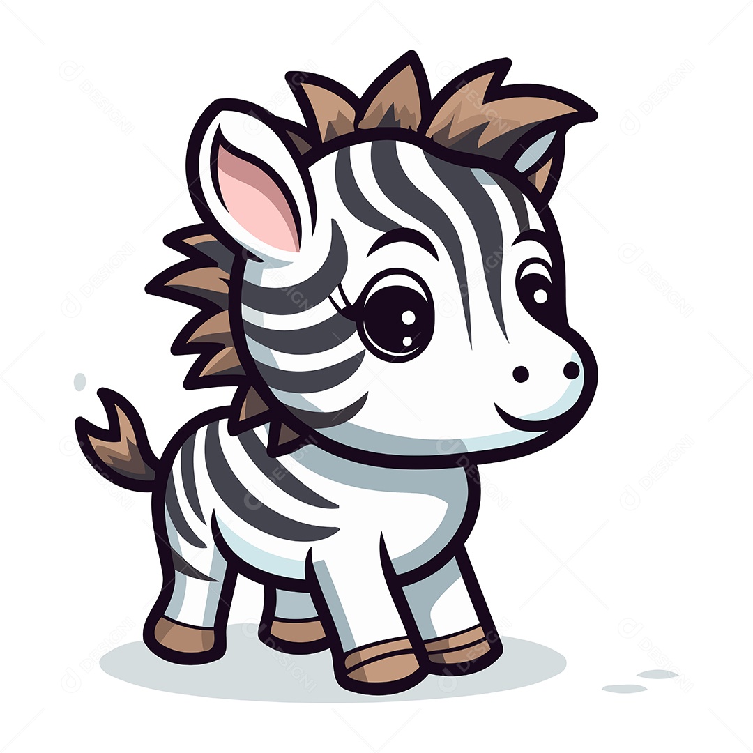 Zebra Fofa de Desenho Animado Ilustração Vetor EPS