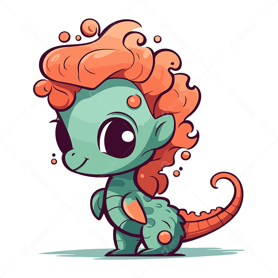 Dinossauro Fofo de Desenho Animado Ilustração Vetor EPS