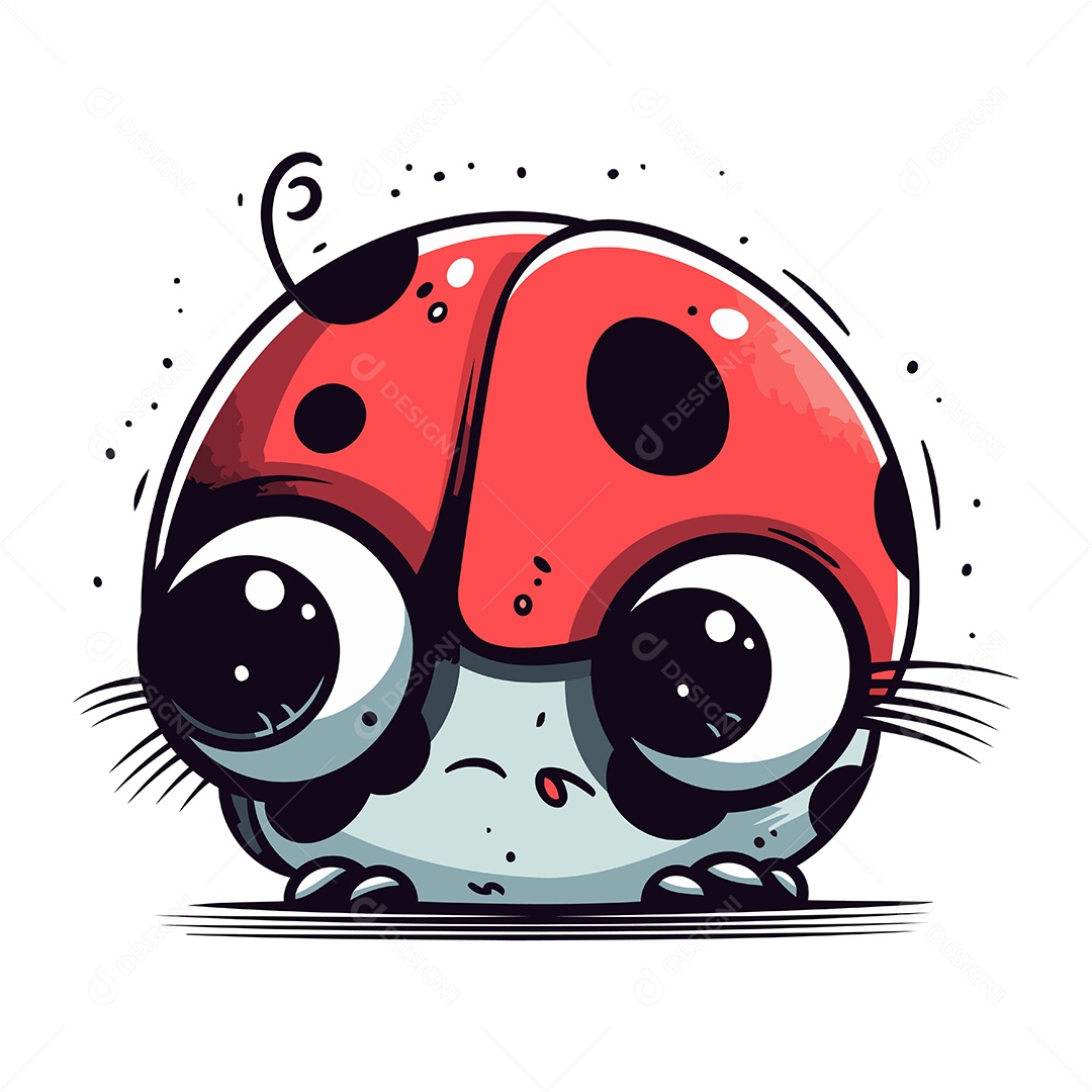 Joaninha Fofa de Desenho Animado Ilustração Vetor EPS