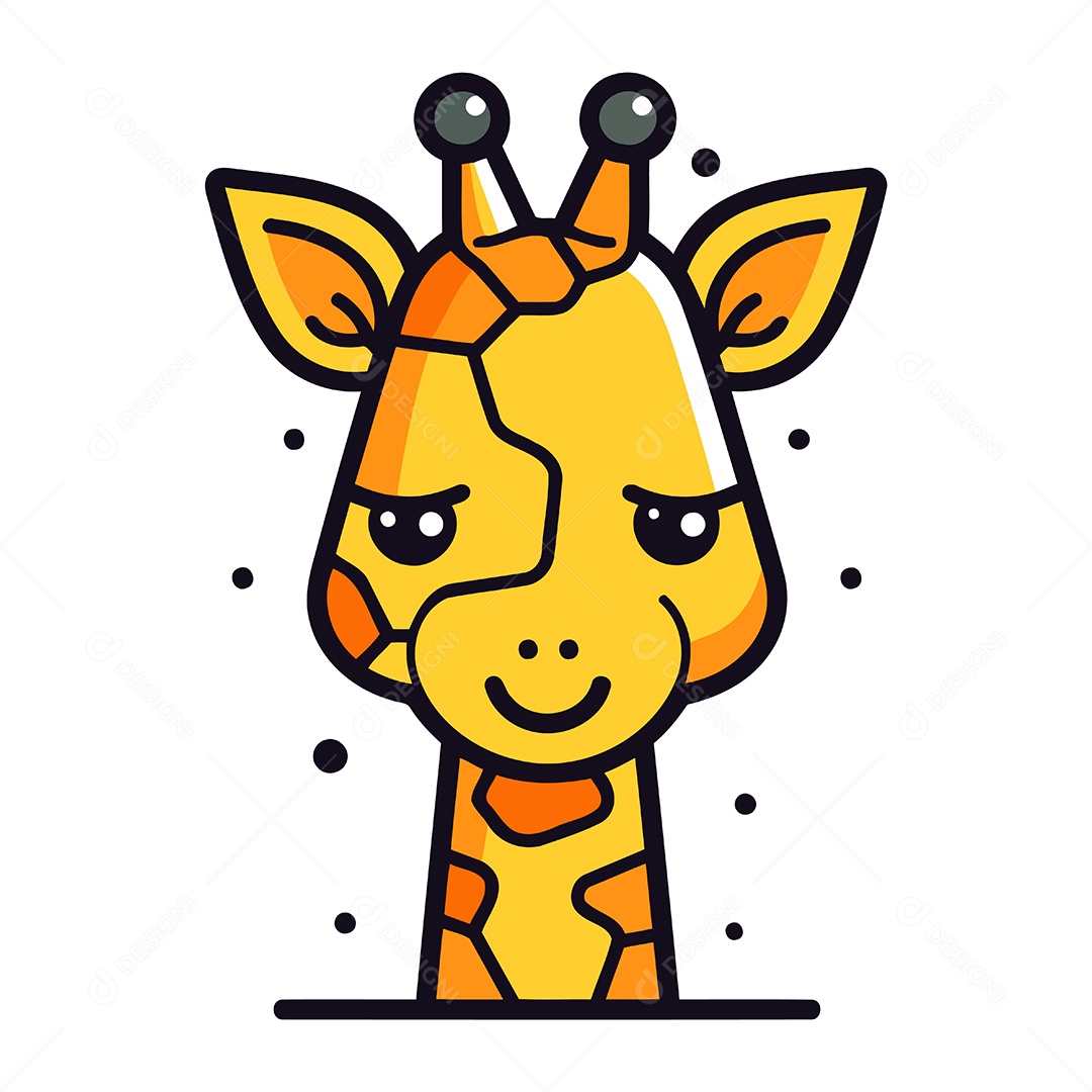 Girafa Fofa de Desenho Animado Ilustração Vetor EPS