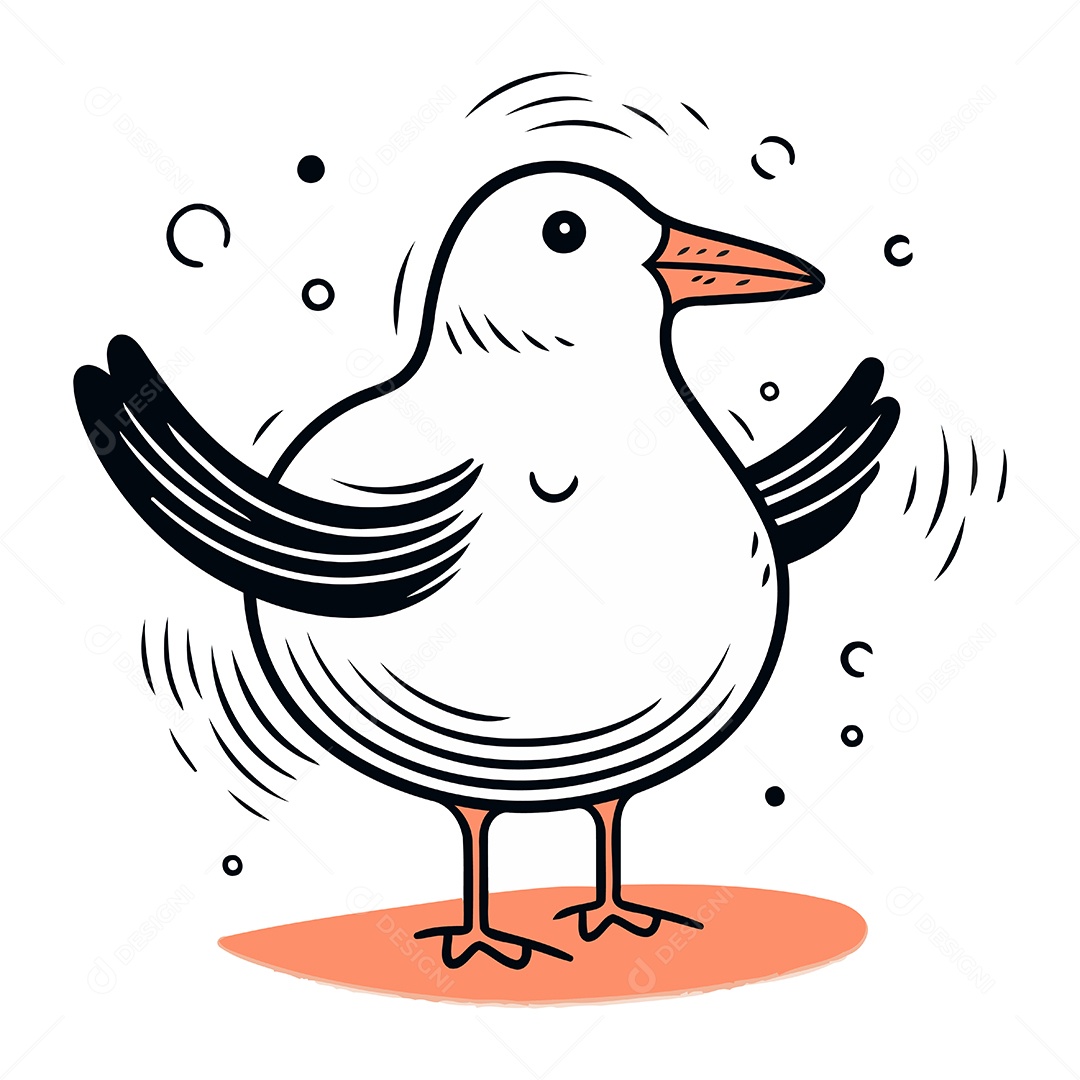 Gaivota de Desenho Animado Ilustração Vetor EPS