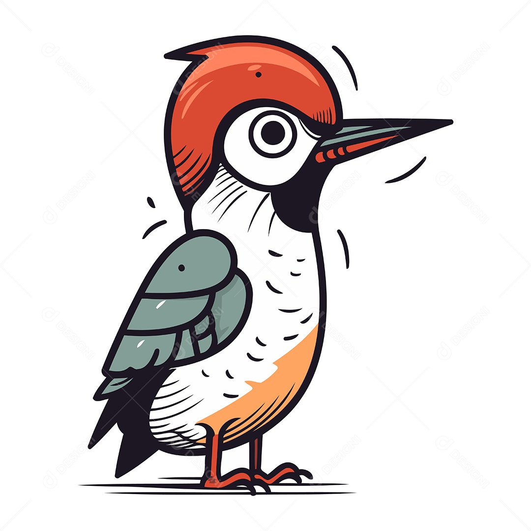 Pica Pau de Desenho Animado Ilustração Vetor EPS