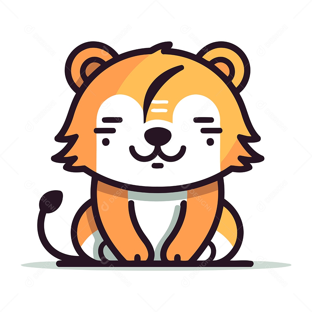 Leão Fofo de Desenho Animado Ilustração Vetor EPS