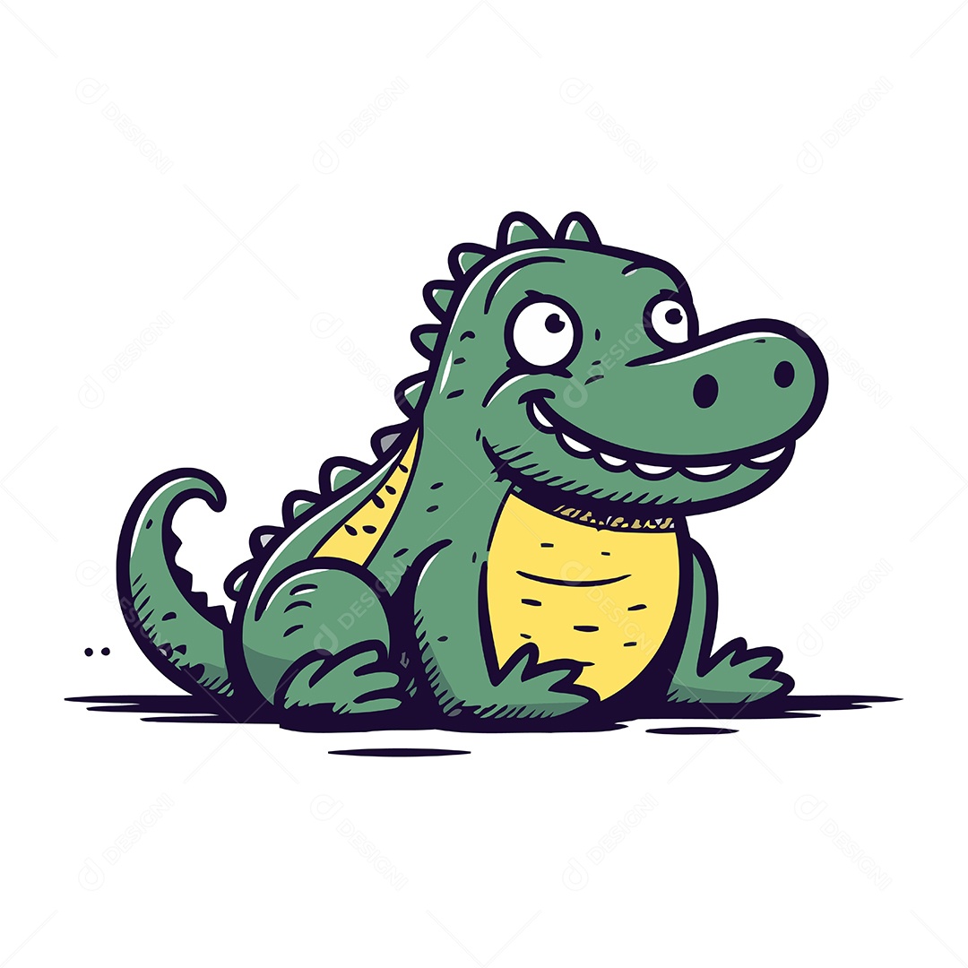 Crocodilo Fofo de Desenho Animado Ilustração Vetor EPS