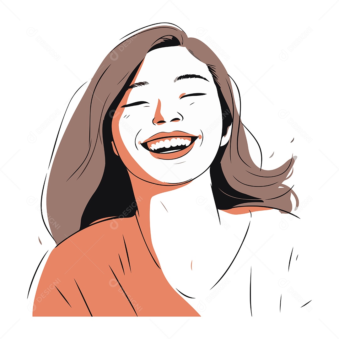Jovem Mulher Feliz e Sorridente Ilustração Vetor EPS