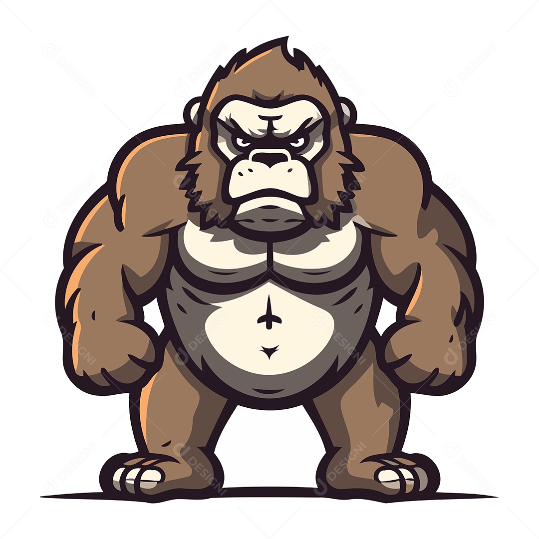 Gorila de Desenho Animado Ilustração Vetor EPS