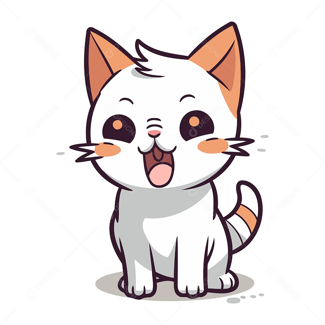 Gato Fofo de Desenho Animado Ilustração Vetor EPS