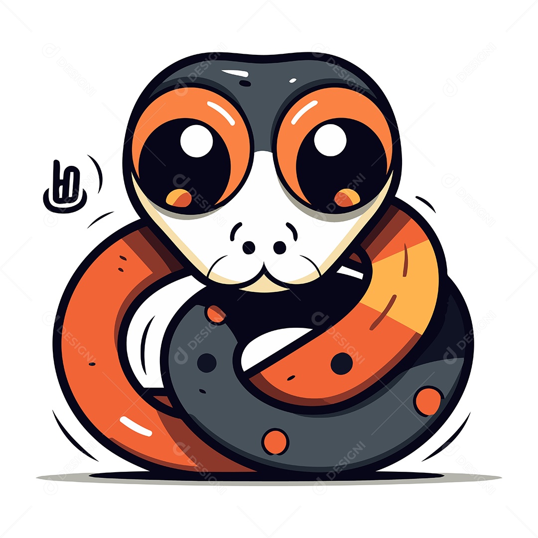 Cobra Fofa de Desenho Animado Ilustração Vetor EPS