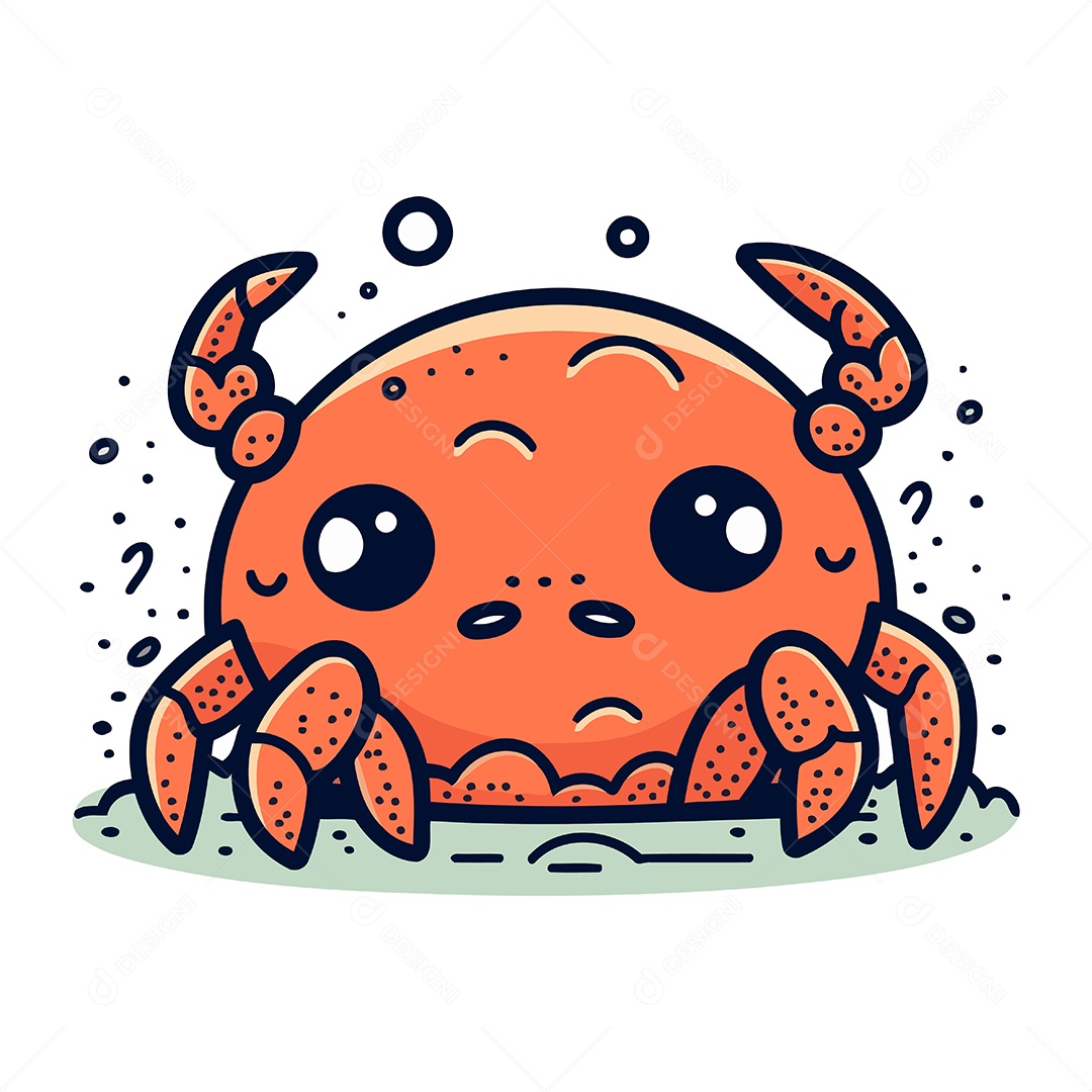 Caranguejo Fofo de Desenho Animado Ilustração Vetor EPS