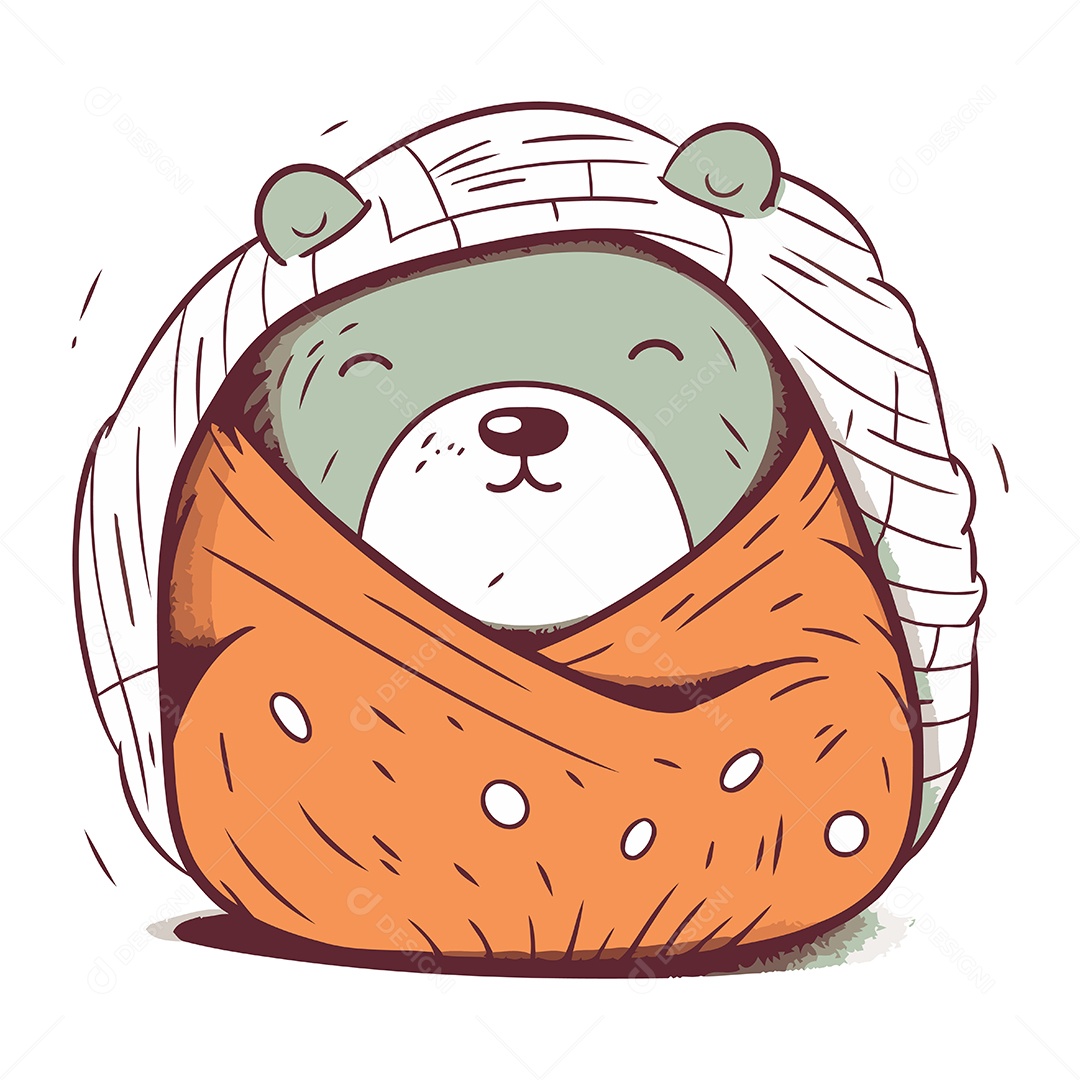 Ursinho de Pelúcia Enrolado Ilustração Vetor EPS