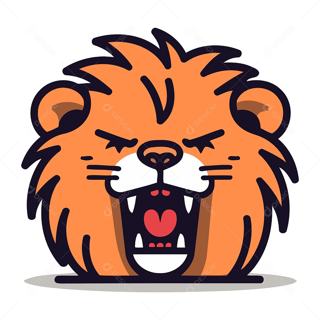 Rosto de Leão Bravo Desenho Animado Ilustração Vetor EPS