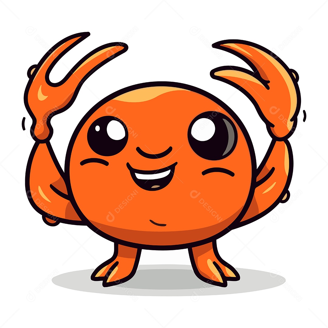 Caranguejo Fofo de Desenho Animado Ilustração Vetor EPS