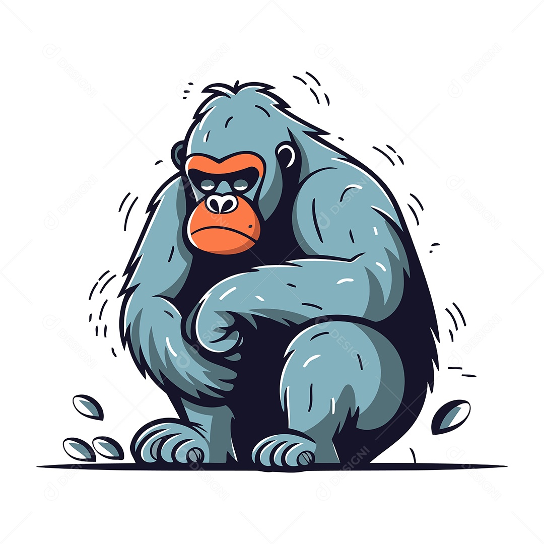 Gorila de Desenho Animado Ilustração Vetor EPS