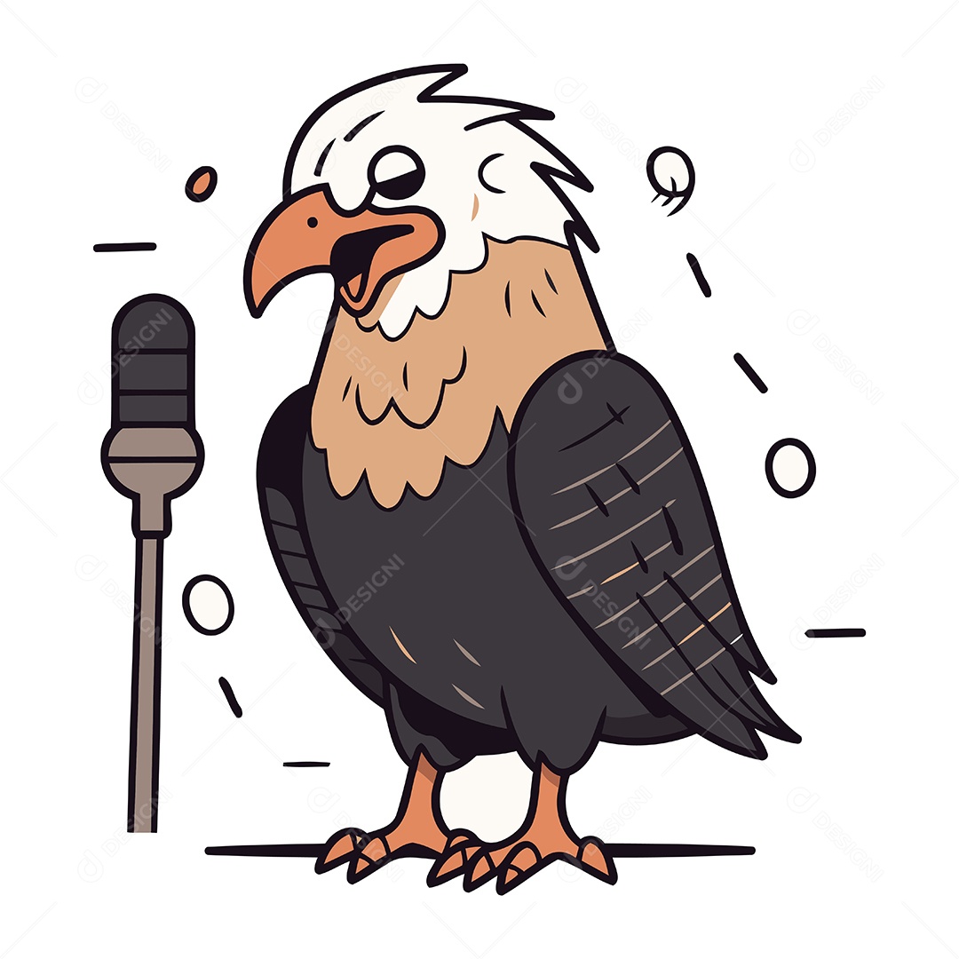 Águia Americana com um Microfone Ilustração Vetor EPS