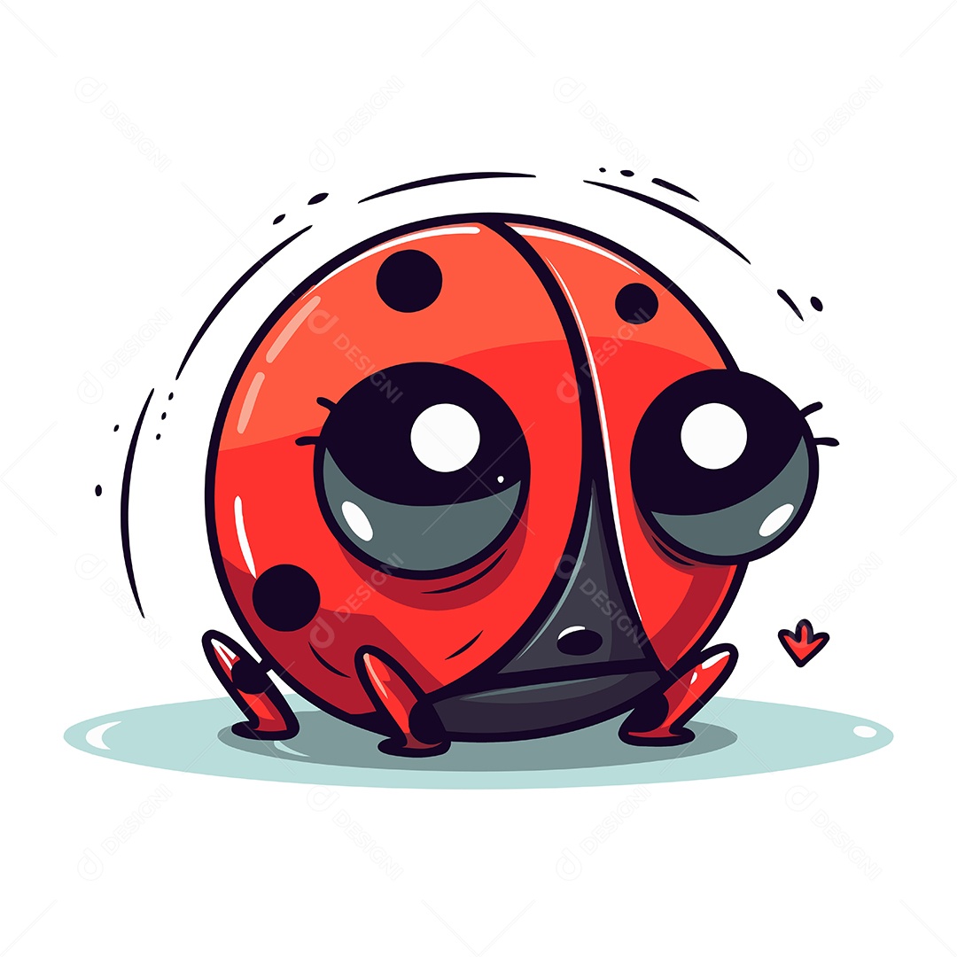 Joaninha Fofa de Desenho Animado Ilustração Vetor EPS