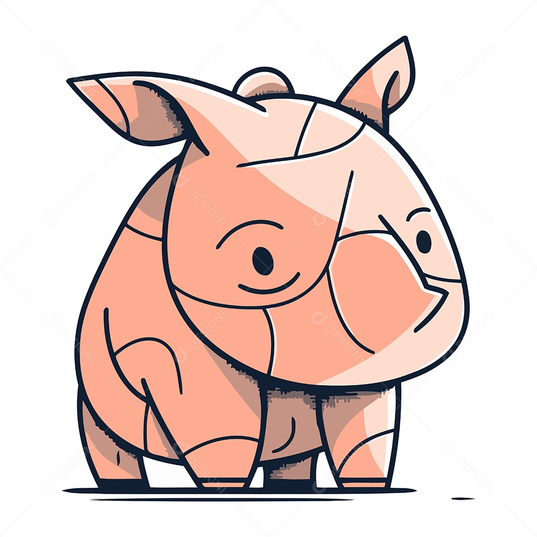 Rinoceronte de Desenho Animado Ilustração Vetor EPS