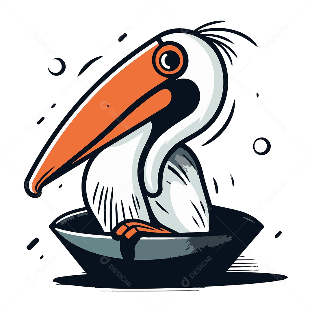 Pelicano em uma Tigela Ilustração Vetor EPS