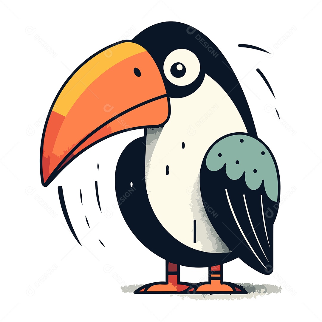 Tucano Fofo de Desenho Animado Ilustração Vetor EPS