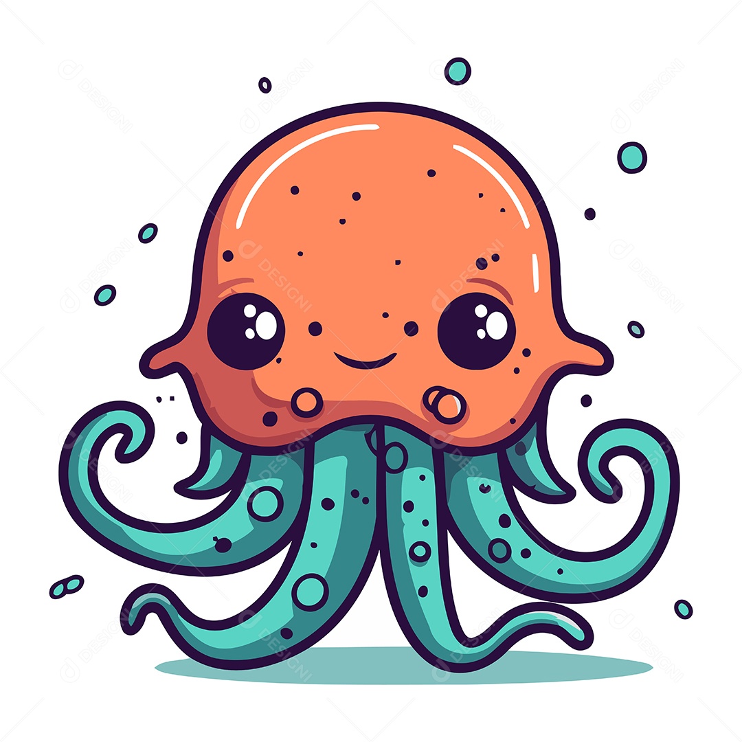 Polvo Fofo de Desenho Animado Ilustração Vetor EPS